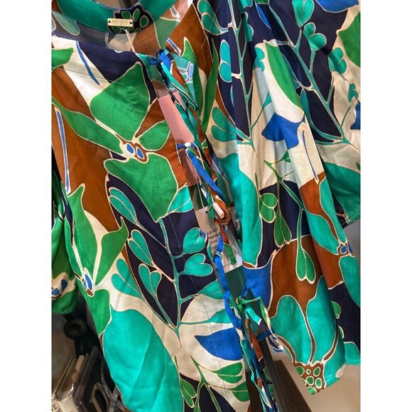 CULT GAIA Aurel Lace Up Floral Top Botanic Aqua Womens Size Medium - Picture 8 of 10